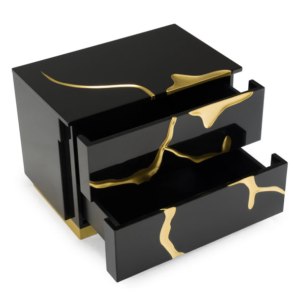 Modrest Aspen Modern Wide Black And Gold Nightstand Model VGVCN1801-BLKX-NS-W