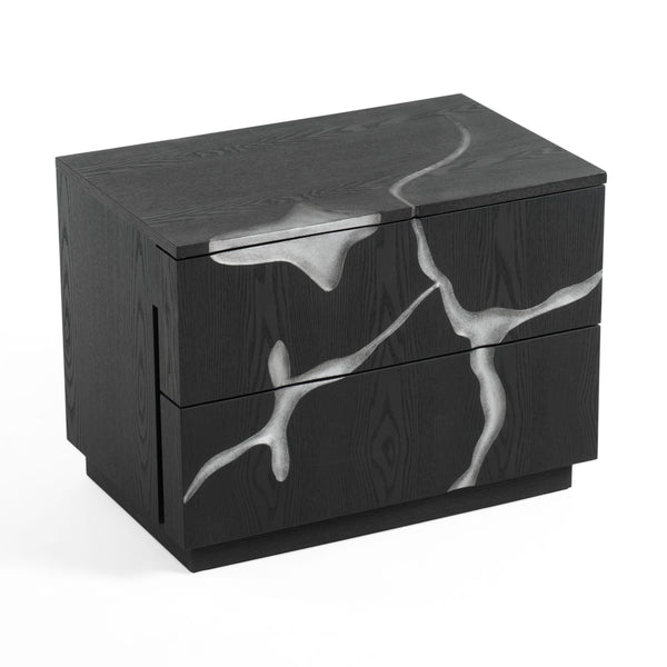 Modrest Aspen Modern Matte Brown Ash & Silver Nightstand Model VGVCN1801-NS