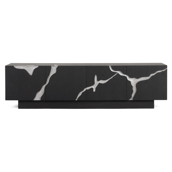 Aspen Modern Matte Brown Ash & Silver TV Stand