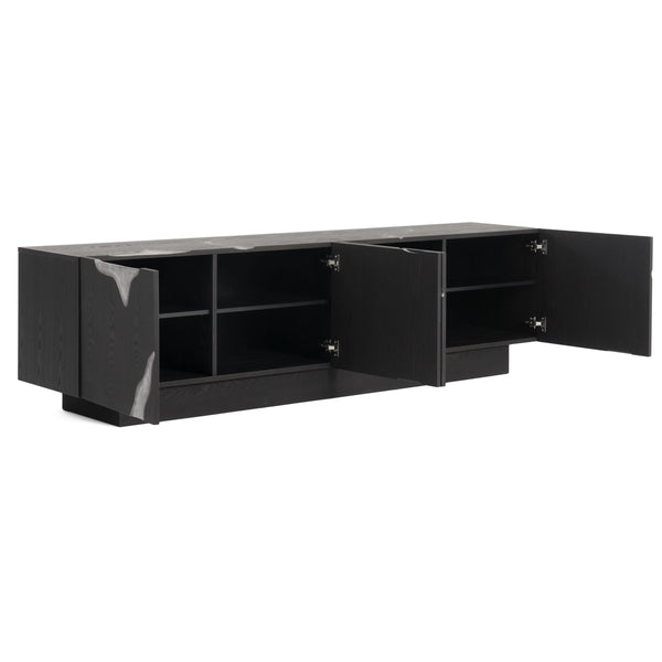 Aspen Modern Matte Brown Ash & Silver TV Stand
