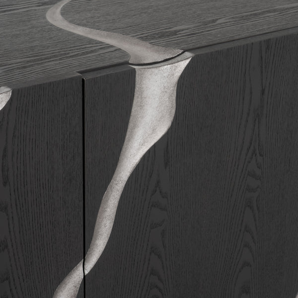 Aspen Modern Matte Brown Ash & Silver TV Stand