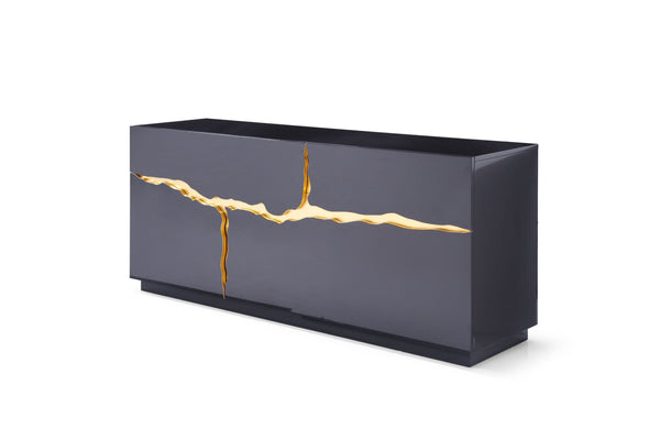 Aspen Modern High Gloss Black & Gold Buffet