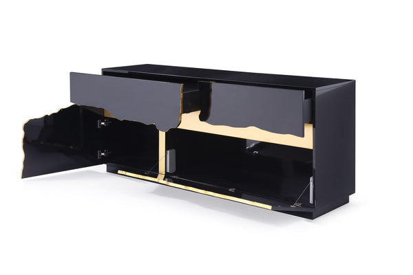 Aspen Modern High Gloss Black & Gold Buffet