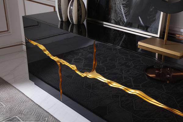 Aspen Modern High Gloss Black & Gold Buffet