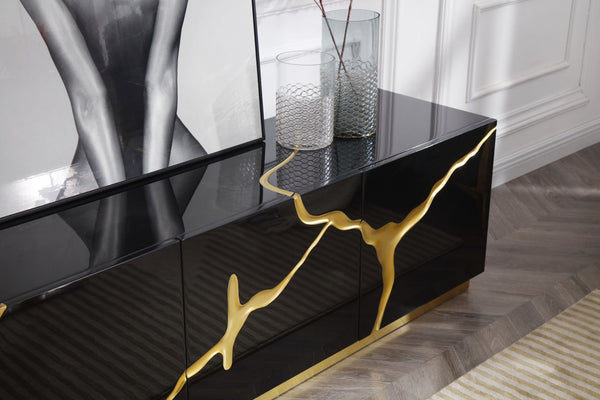 Aspen Modern Black & Gold TV Stand