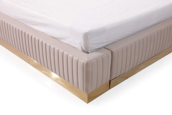 Modrest Sterling Eastern King Modern Beige & Rose Gold Bed With Nightstands Model VGVCBD1901-BEI-BED-2NS-SET-EK