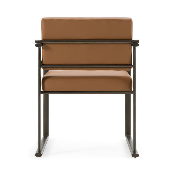 Atlan Modern Camel Vegan Leather + Dark Gold Dining Chair