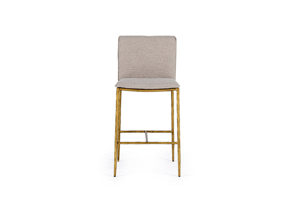 Modrest Atlanta Modern Beige Fabric & Brass Counter Chair Model VGMY-3739-26-BGE