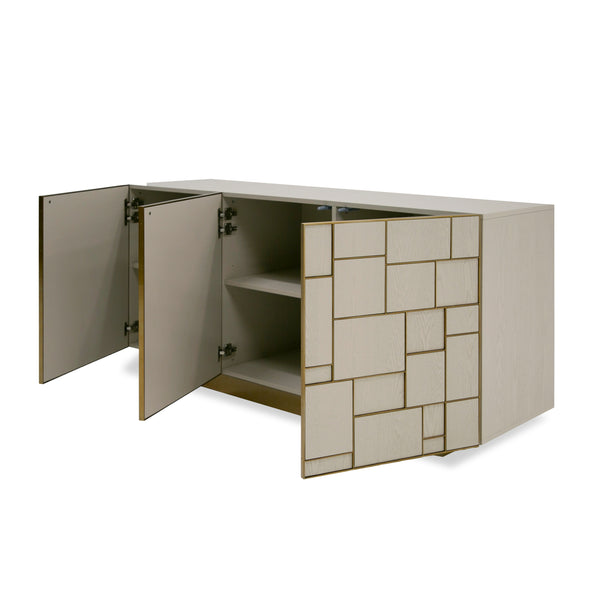 Modrest Auer Mid Century Modern Cream Ash & Gold Buffet Model VGGMW-1603A-CRM