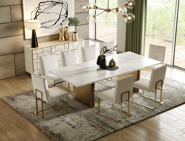 Modrest Auer Mid Century Modern Cream Ash & Gold Buffet Model VGGMW-1603A-CRM