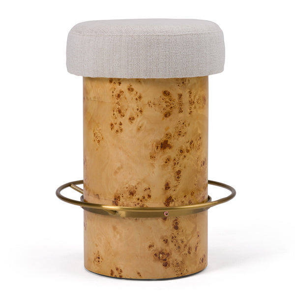 Modrest August Modern Cream Fabric & Antique Brass Counter Stool Model VGMY-5368-26-CRM