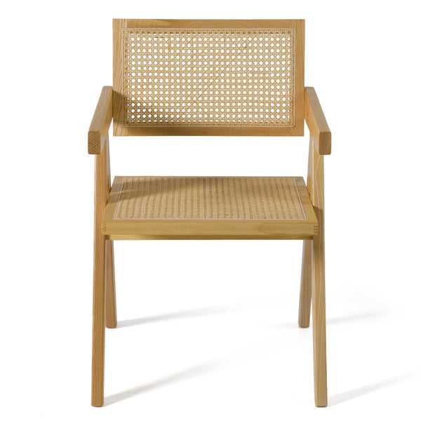 Modrest Aurora Modern Light Rattan And Natural Ash Dining Arm Chair Model VGCS-ACH-21026