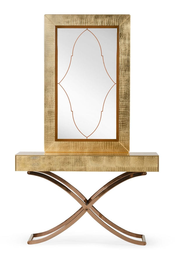 Aversa Gold Crocodile Console Table & Mirror