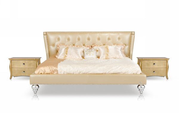 Monica Modern Champagne Leather Bed Model VGUNAW227-180