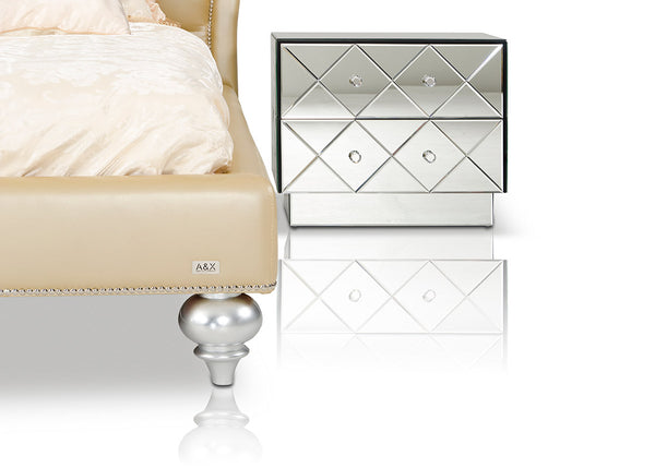 California King Monica Modern Champagne Leather Bed Model VGUNAW227-180-CK