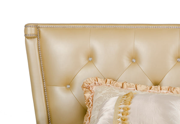 California King Monica Modern Champagne Leather Bed Model VGUNAW227-180-CK