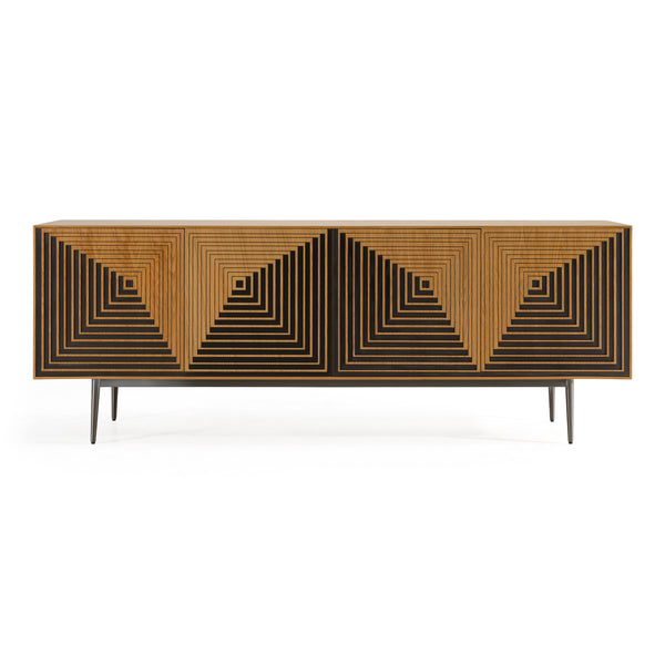 Azteca Modern White Oak + Black Geometric Pattern Buffet