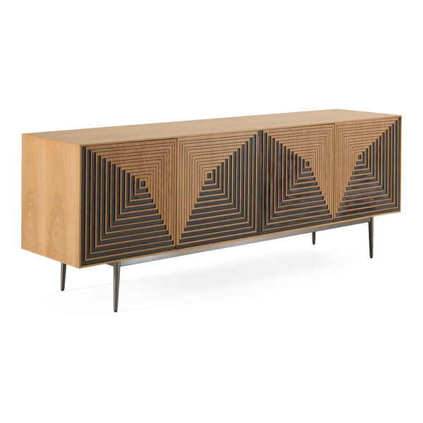 Azteca Modern White Oak + Black Geometric Pattern Buffet