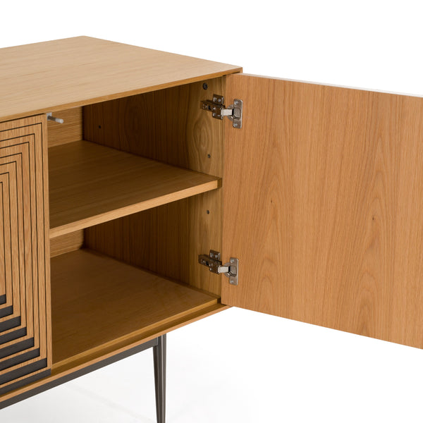 Azteca Modern White Oak + Black Geometric Pattern Buffet