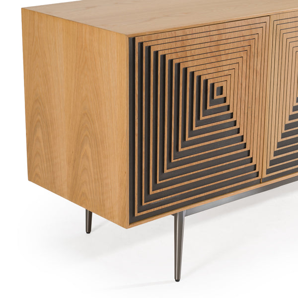 Azteca Modern White Oak + Black Geometric Pattern Buffet