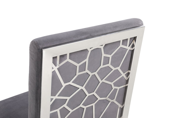 Modrest Reba Modern Grey Velvet & Stainless Steel Dining Chair (Set Of 2) Model VGVCB0258-GRYSTL