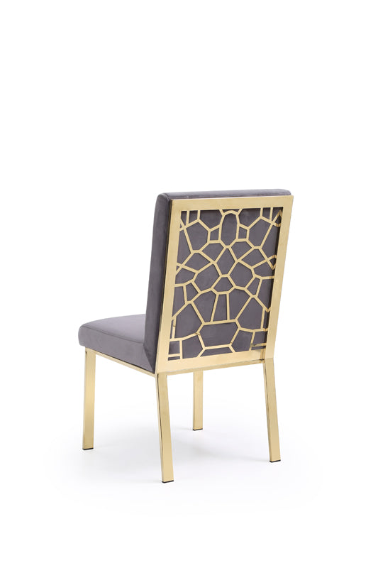 Modrest Reba Modern Grey Velvet & Gold Dining Chair (Set Of 2) Model VGVCB0258G-GRY