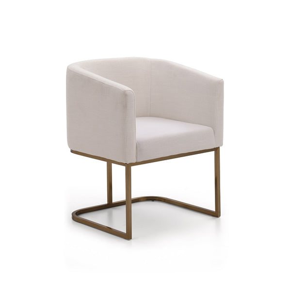 Modrest Yukon Modern White Fabric And Antique Brass Dining Chair Model VGVCB8362-WHTBRS