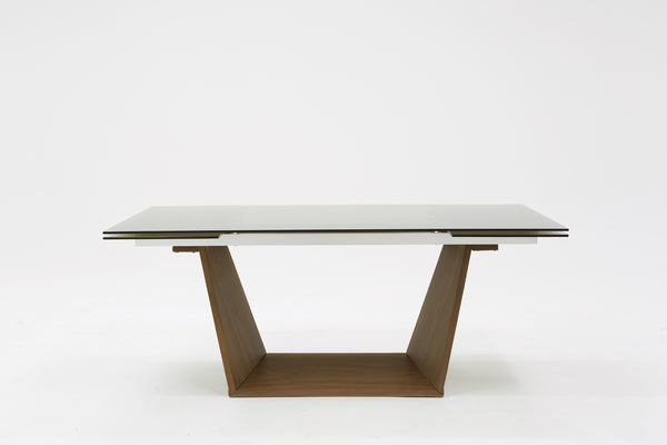 Modrest Babia Modern Smoked Glass & Walnut Extendable Dining Table Model VGNSGD8683-SMK
