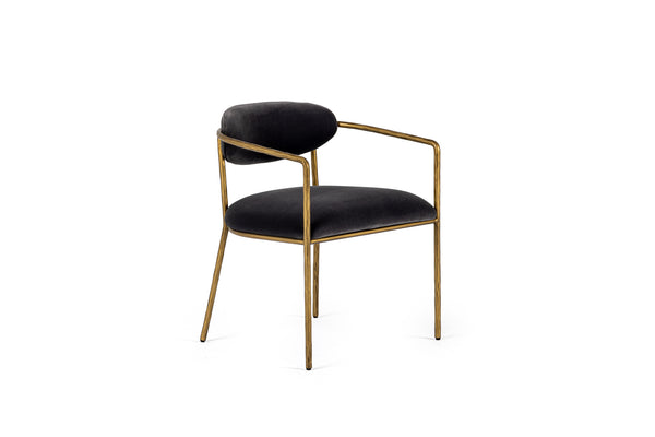 Modrest Baird Modern Grey Velvet & Brass Dining Chair Model VGMY-2847-GRY