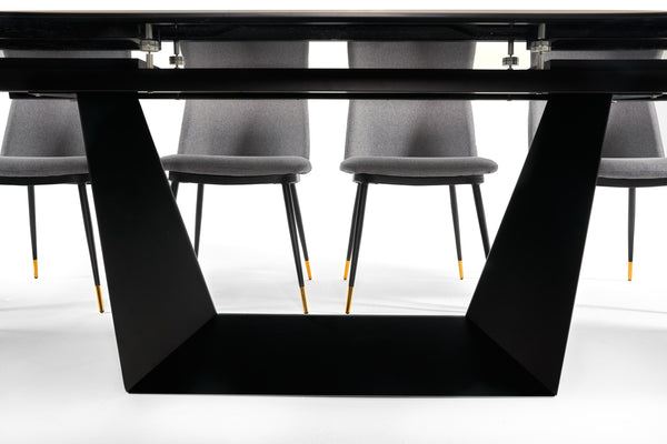 Modrest Baldwin Modern Grey Ceramic & Black Metal Extendable Dining Table Model VGNSGD8684-CB
