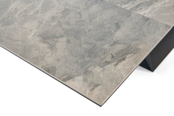 Modrest Baldwin Modern Grey Ceramic & Black Metal Extendable Dining Table Model VGNSGD8684-CB