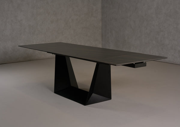 Modrest Baldwin Modern Black Ceramic & Black Metal Extendable Dining Table Model VGNS-GD8684-CB-BLK