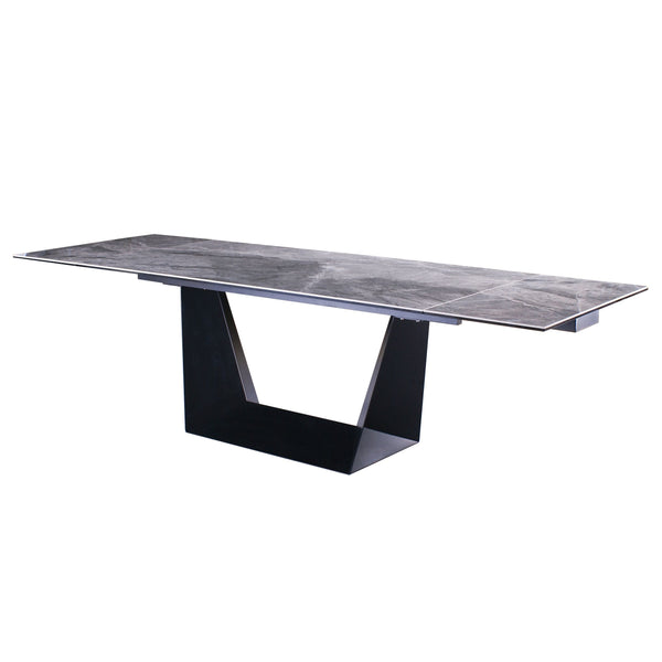 Modrest Baldwin Modern Grey Ceramic & Black Metal Extendable Dining Table Model VGNSGD8684-CB