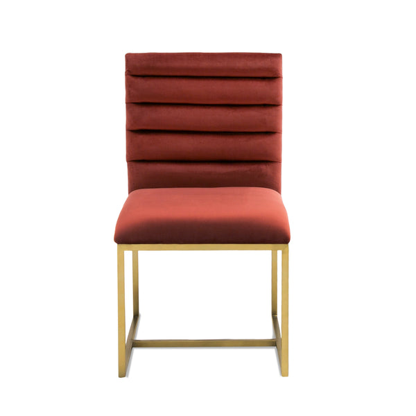 Modrest Barker Modern Red & Brush Gold Dining Chair (Set Of 2) Model VGGMDC-1251A