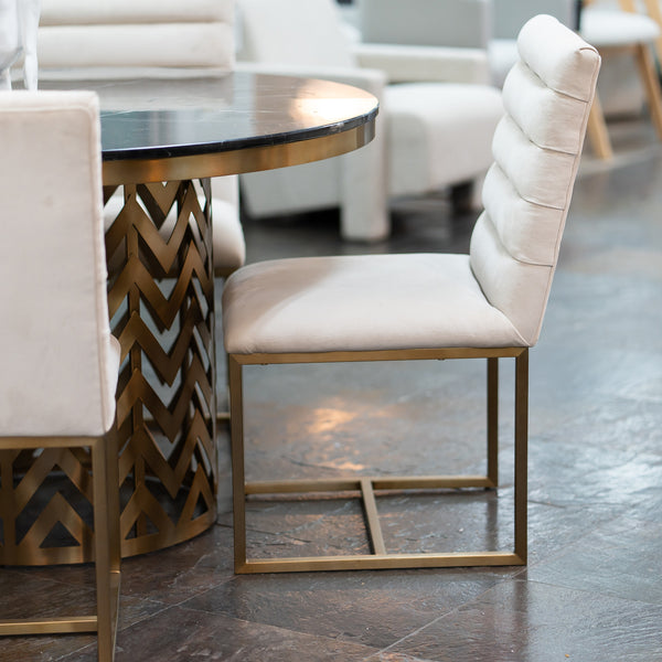 Modrest Barker Modern Beige & Brush Gold Dining Chair (Set Of 2) Model VGGMDC-1251A-DC