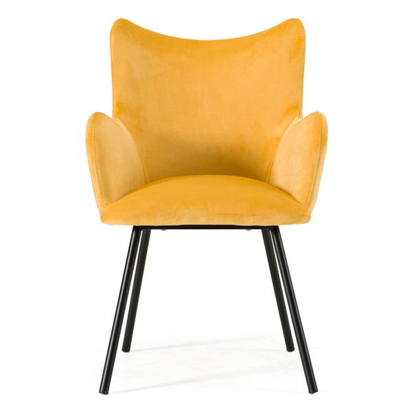 Modrest Barrett Modern Yellow Velvet Dining Chair Model VGYFDC1040-YEL-DC
