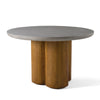 Bateman Modern Faux Concrete + Walnut Round Dining Table