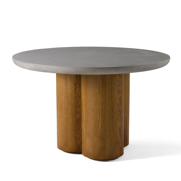 Modrest Bateman Modern Faux Concrete & Walnut Round Dining Table Model VGMC-GF-1C009