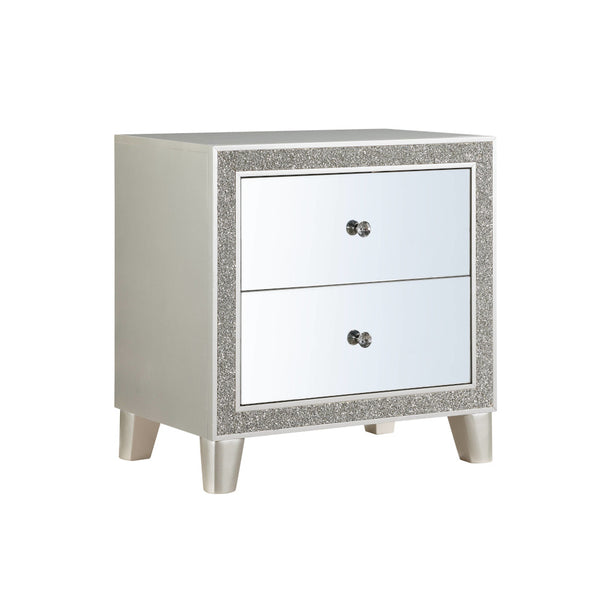 ACME Sliverfluff Mirrored & Champagne Nightstand Model BD00243