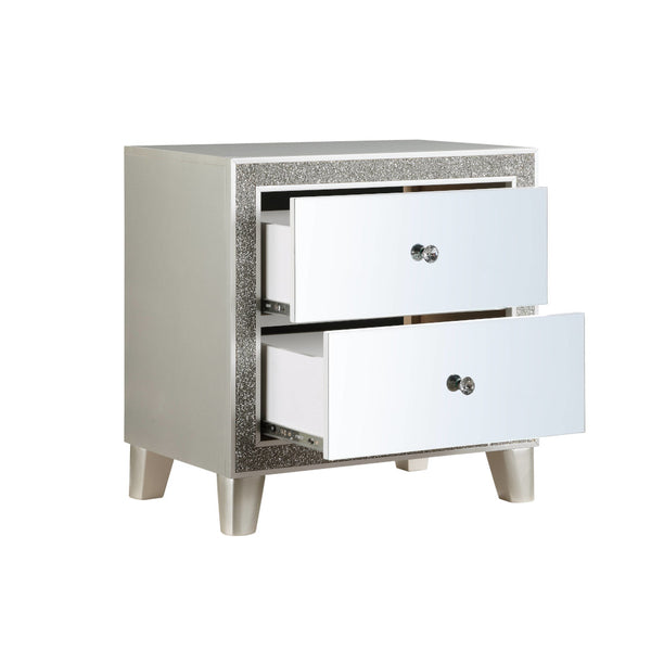 ACME Sliverfluff Mirrored & Champagne Nightstand Model BD00243