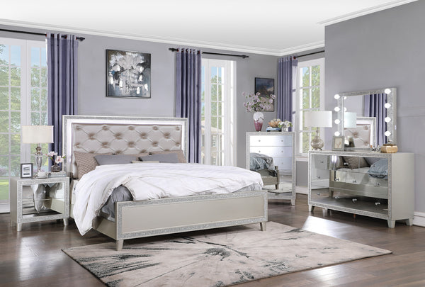 ACME Sliverfluff Mirrored & Champagne Dresser Model BD00246