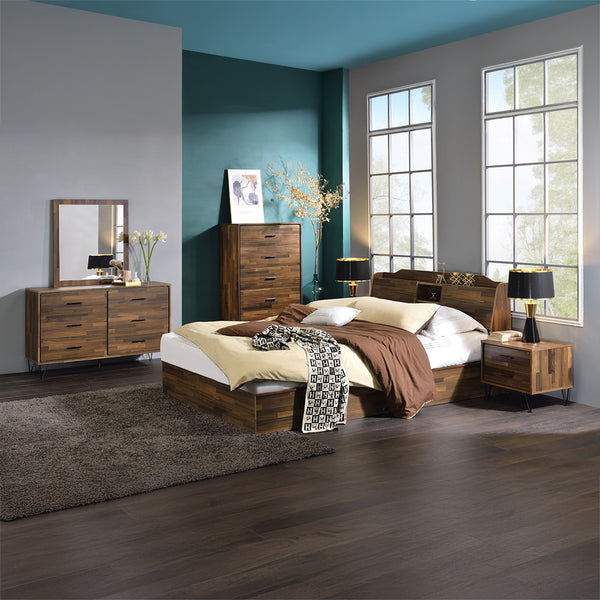 ACME Hestia Walnut Queen Bed with Storage Model BD00542Q