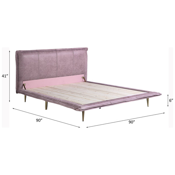 ACME Metis Pink Top Grain Leather Eastern King Bed Model BD00560EK