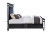 ACME Varian II Mirrored Dark Navy Velvet & Black & Silver Queen Bed Model BD00584Q