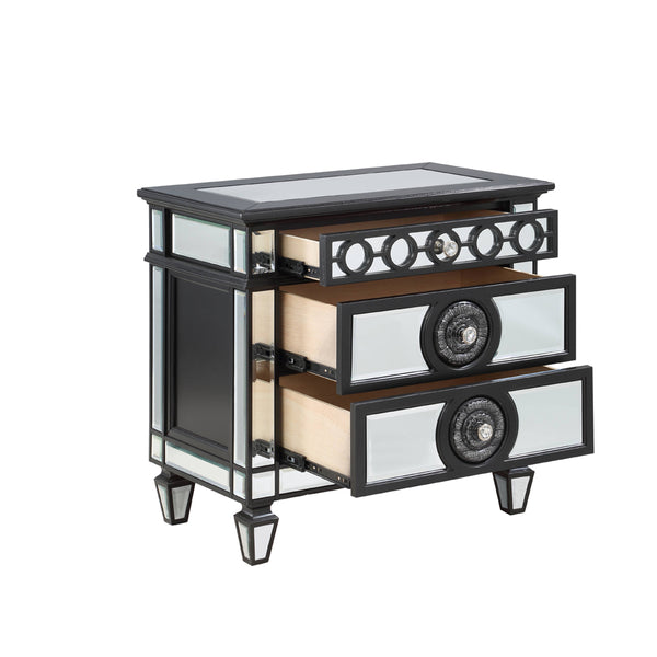 ACME Varian II Mirrored Black & Silver Nightstand Model BD00585