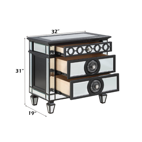 ACME Varian II Mirrored Black & Silver Nightstand Model BD00585