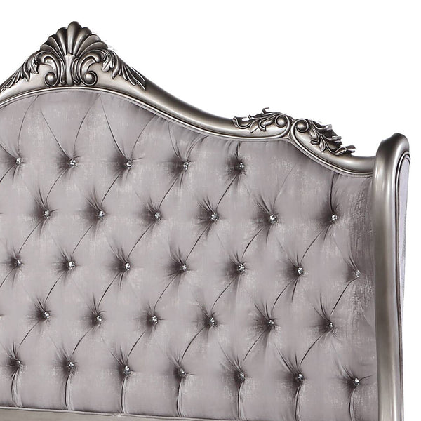 ACME Ariadne Velvet & Antique Platinum Queen Bed Model BD00603Q
