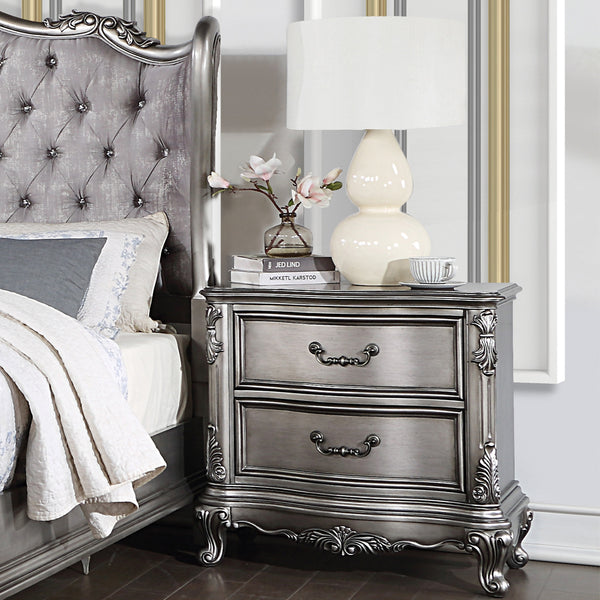 ACME Ariadne Antique Platinum Nightstand Model BD00604