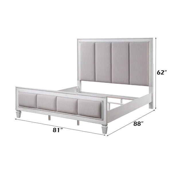 ACME Katia Light Gray Linen Rustic Gray & Weathered White Eastern King Bed Model BD00659EK