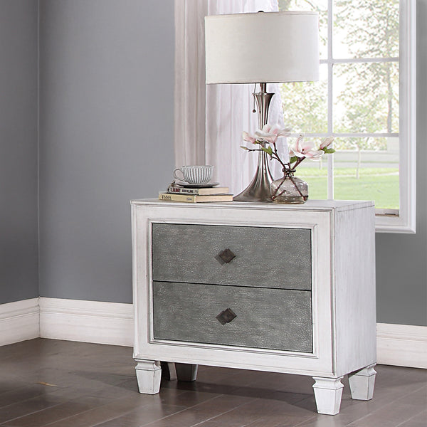 ACME Katia Rustic Gray & Weathered White Nightstand Model BD00661